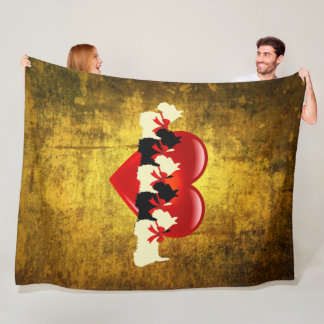 Scottish Terriers, black, wheaten, heart, gold Fleece Blanket