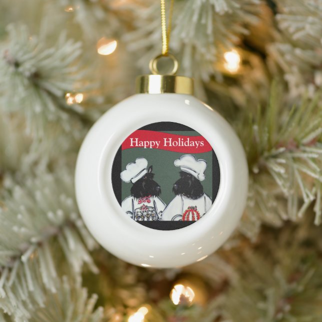 Scottish Terriers          Ceramic Ball Christmas Ornament (Tree)