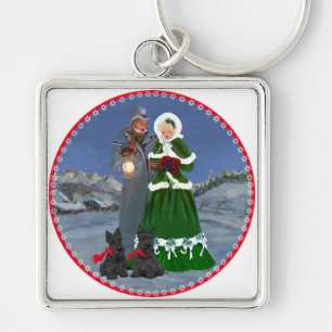Scottish Terriers Christmas Carol Keychain