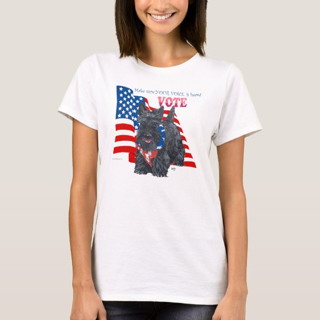Scottish Terriers Getting out the Vote T-Shirt (Front)