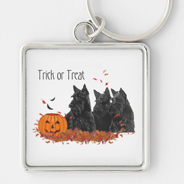 Scottish Terriers Halloween Keychain (Front)