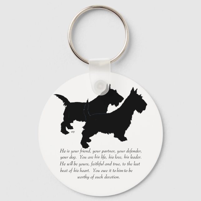 Scottish Terriers Keepsake - MALE Dogs Keychain (Front)