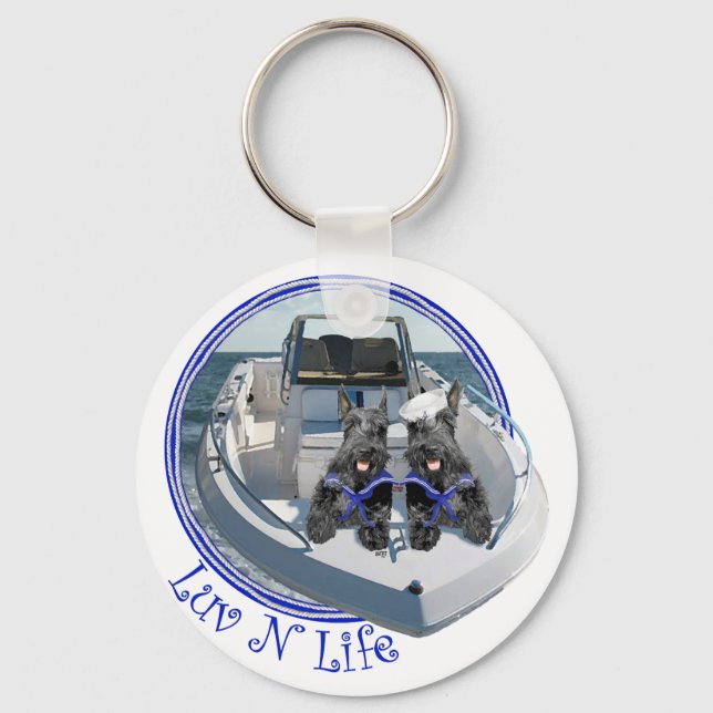 Scottish Terriers on the Boat Keychain (Front)