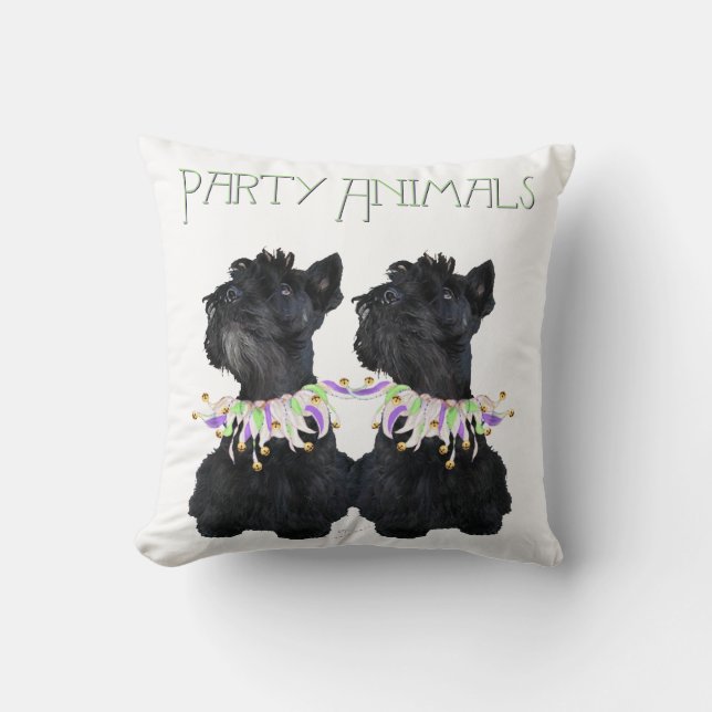 Scottish Terriers Party Animal Throw Pillow (Front)