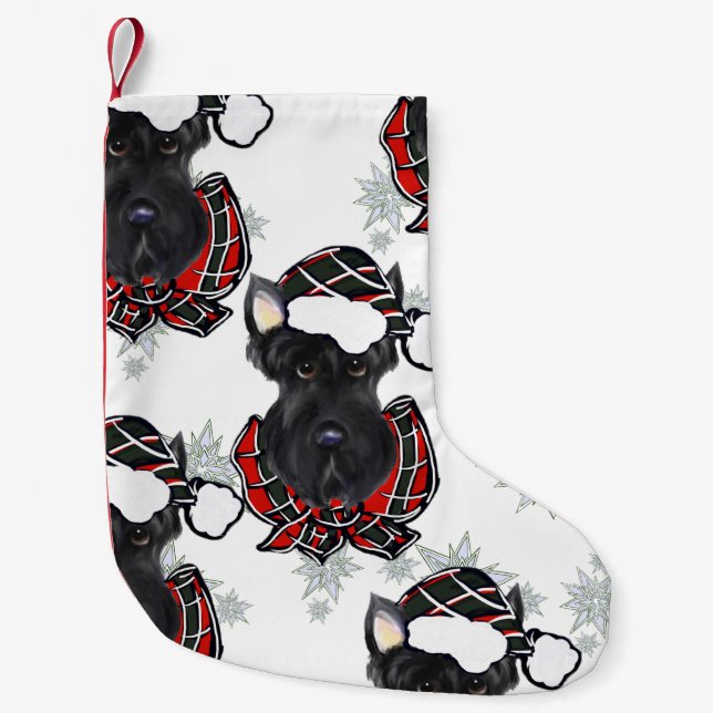 SCOTTISH TERRIERS SMALL CHRISTMAS STOCKING (Front)