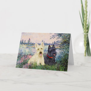 Scottish Terriers (two-BW) - By the Seine Card