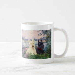 Scottish Terriers (two-BW) - By the Seine Coffee Mug