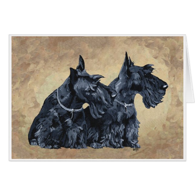 Scottish Terriers with Thistles (Front Horizontal)