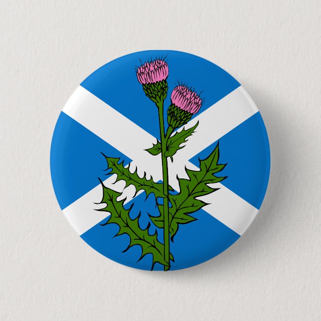 Scottish thistle 2 inch round button (Front)