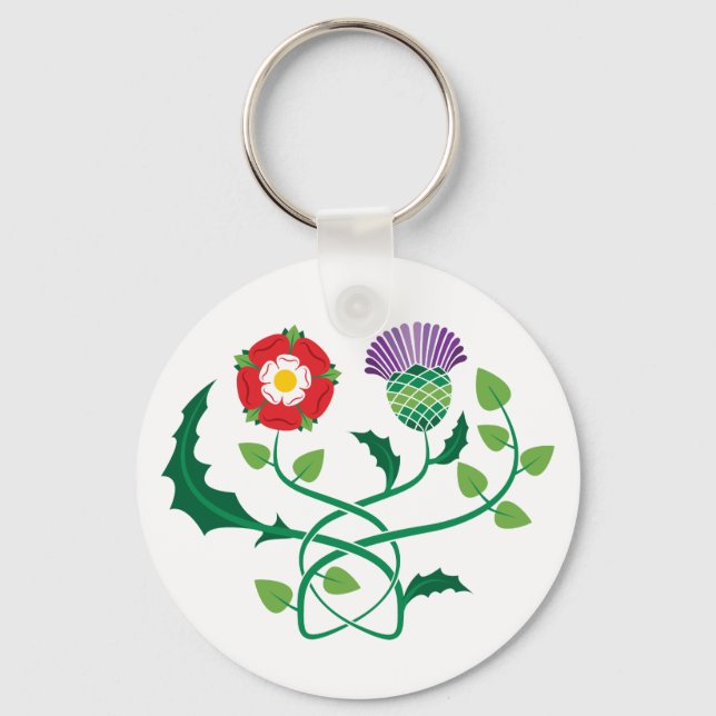 Scottish Thistle and English Rose Key Chain (Front)