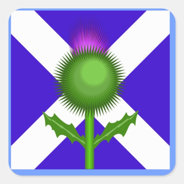 Scottish Thistle and Flag, Square Sticker (Front)