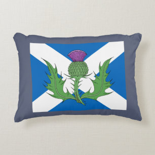 Scottish Thistle and Saltire Accent Pillow