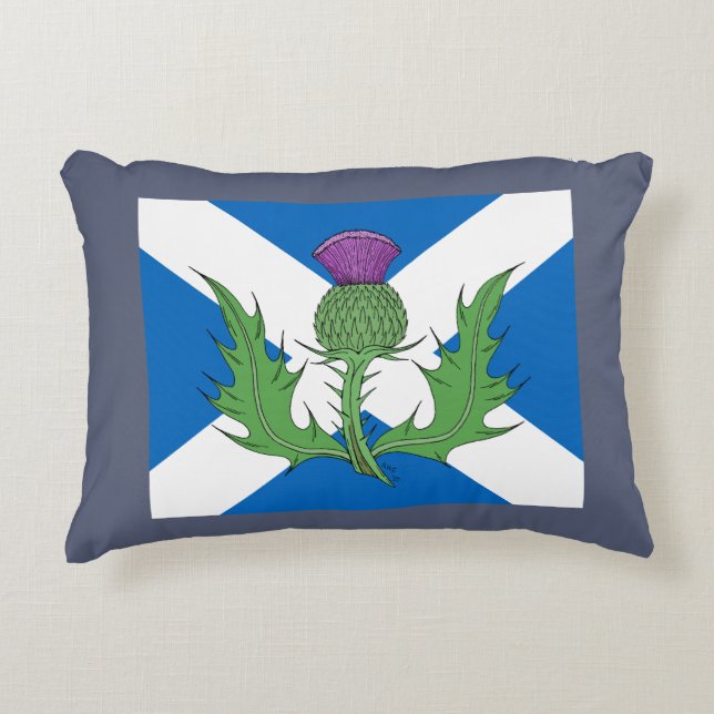 Scottish Thistle and Saltire Accent Pillow (Front)