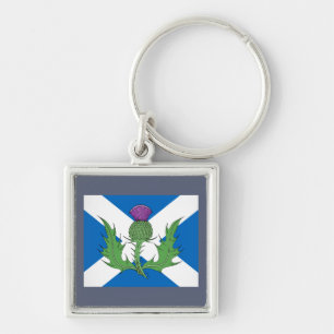 Scottish Thistle and Saltire Keychain