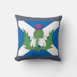 Scottish Thistle and Saltire Throw Pillow