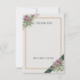 Scottish Thistle Celtic Tartan Personalised Weddin Thank You Card