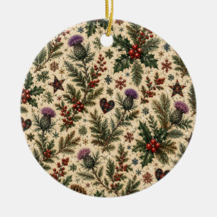 Scottish Thistle Christmas Ceramic Ornament