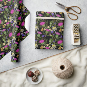 Scottish Thistle Cottagecore Pattern  Wrapping Paper