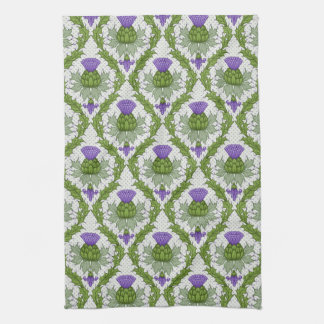 Scottish Thistle Damask Kitchen Towel