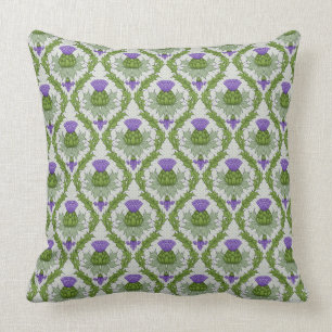 Scottish Thistle Damask Throw Pillow