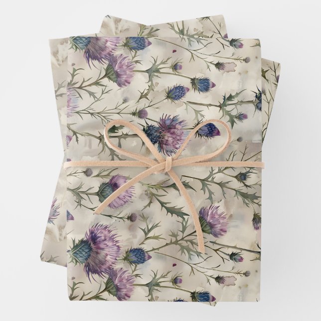Scottish Thistle design Wrapping Paper Sheet (In situ)