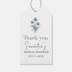 Scottish Thistle Dusty Blue Floral Bridal Shower Gift Tags