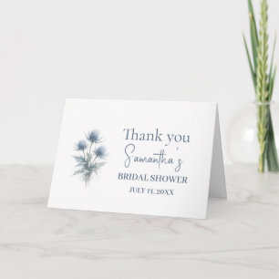 Scottish Thistle Dusty Blue Floral Bridal Shower Thank You Card