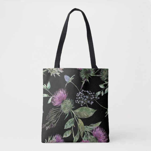 Scottish Thistle Floral Print  Tote Bag (Front)