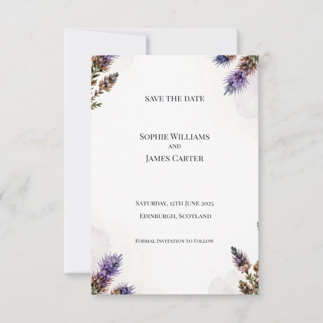 Scottish Thistle Heather Border Wedding Save The D Date (Front)