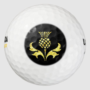 Scottish Thistle in Gold Golf Balls