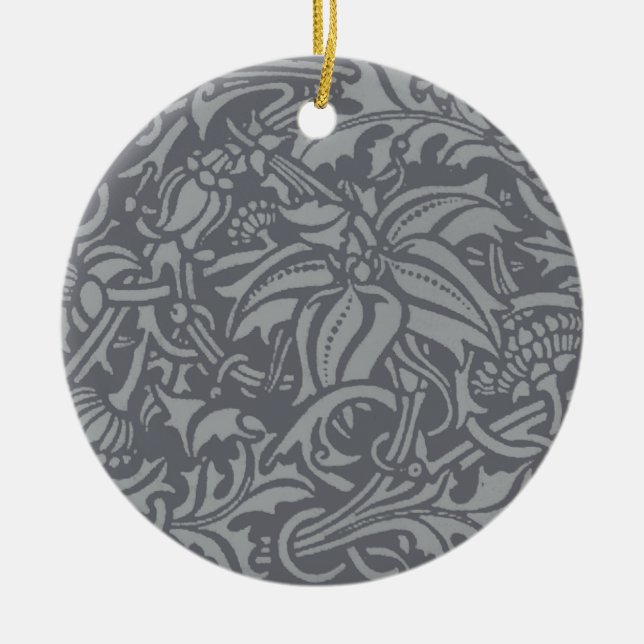 Scottish Thistle Knot William Morris Style Ceramic Ornament (Front)