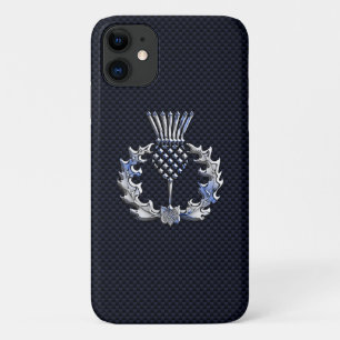 Scottish Thistle on Carbon Fibre like Decor iPhone 11 Case