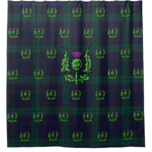 Scottish Thistle on Dark Tartan Custom Monogram