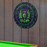 Scottish Thistle on Dark Tartan Custom Name Dartboard<br><div class="desc">Scottish and proud - show off your heritage with a customized Scottish Thistle emblem - add your monogram and your name!</div>
