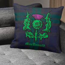 Scottish Thistle on Dark Tartan Custom Name