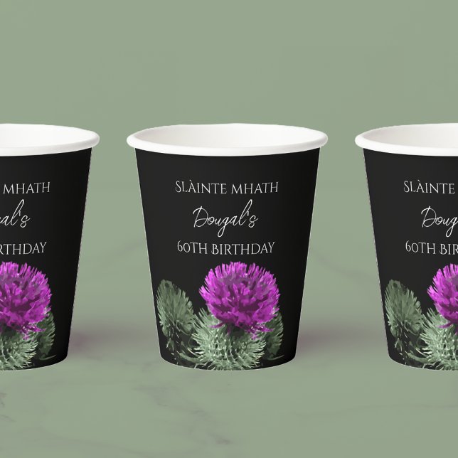 Scottish Thistle Personalized Birthday Paper Cups (Creator Uploaded)