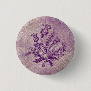 Scottish Thistle Purple Celtic Knot 1 Inch Round Button