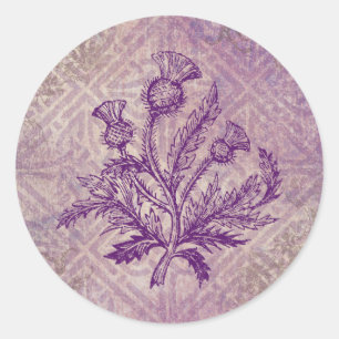 Scottish Thistle Purple Celtic Knot Classic Round Sticker