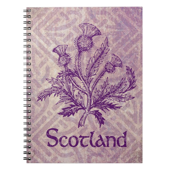 Scottish Thistle Purple Celtic Knot Notebook (Front)