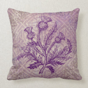 Scottish Thistle Purple Celtic Knot Throw Pillow