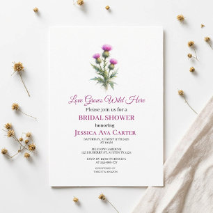Scottish Thistle Purple Floral Bridal Shower  Invitation