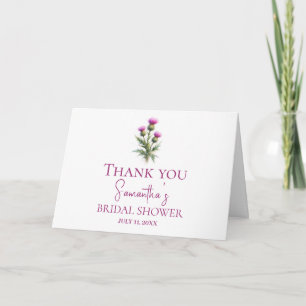 Scottish Thistle Purple Floral Bridal Shower Thank You Card