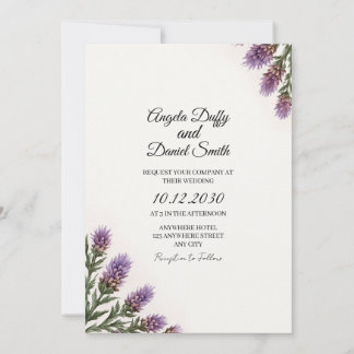 Scottish Thistle Script Wedding Invite
