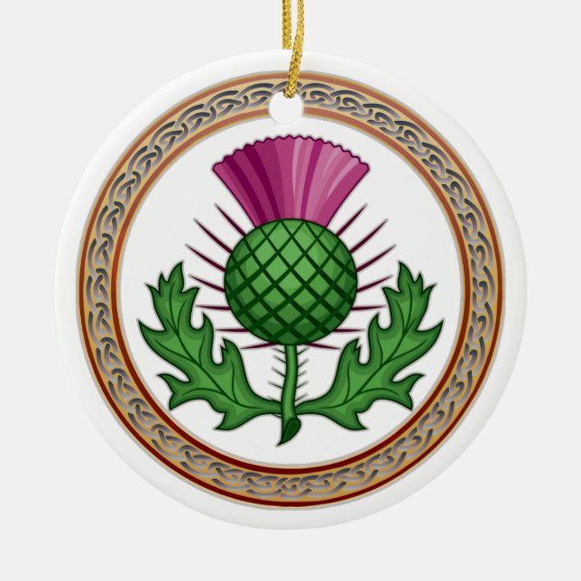 Scottish Thistle Symbol Badge Ceramic Ornament (Front)