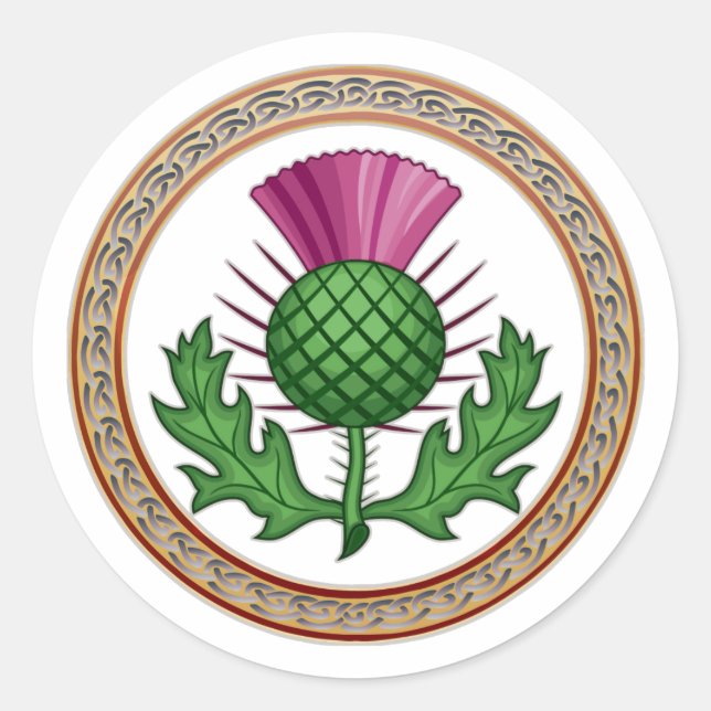 Scottish Thistle Symbol Badge Classic Round Sticker (Front)