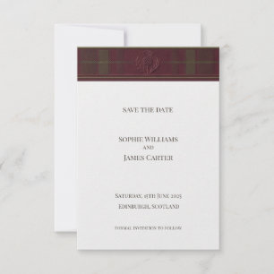 Scottish Thistle Tartan Save the Date Gold Emble