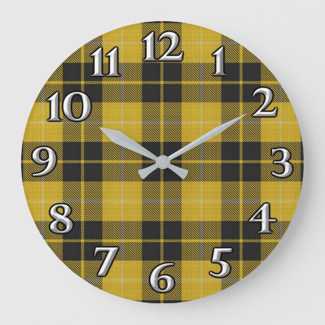 Scottish Time Accents Clan Barclay Tartan Large Clock (Front)