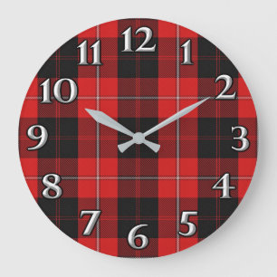 Scottish Time Accents Clan Cunningham Tartan Large Clock