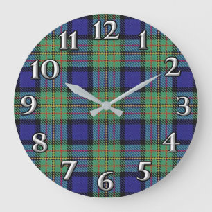 Scottish Time Accents Clan MacLaren Tartan Large Clock