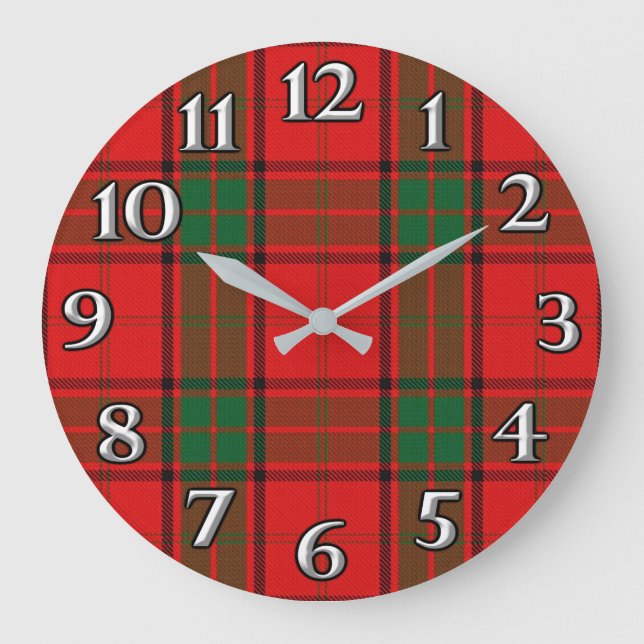 Scottish Time Accents Clan Maxwell Tartan Large Clock (Front)
